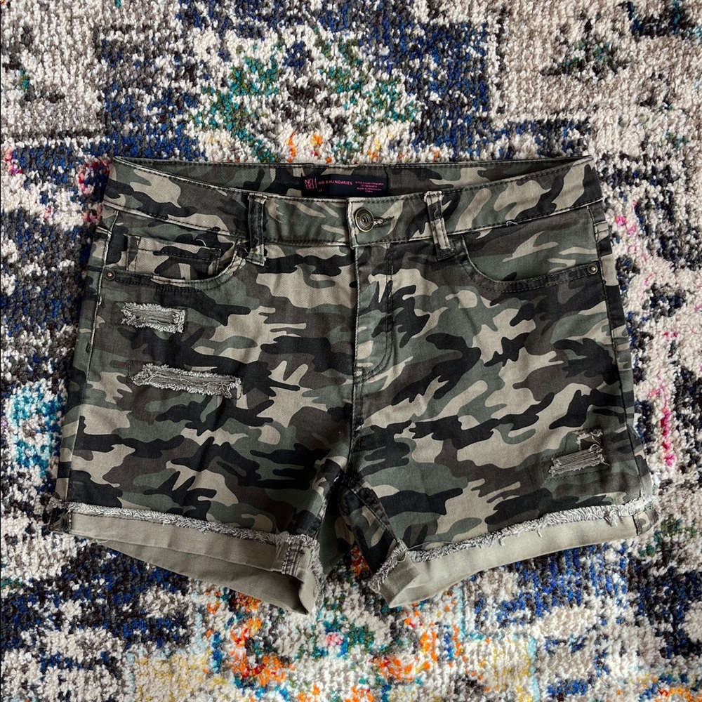 Y2K No Boundaries Grunge Camouflage Denim Shorts